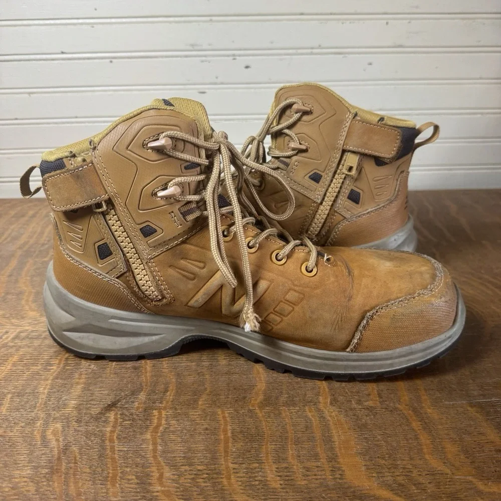 New Balance 10.5 EE Steel Toe Work Boots Brown Side Zip EH PR SR Leather